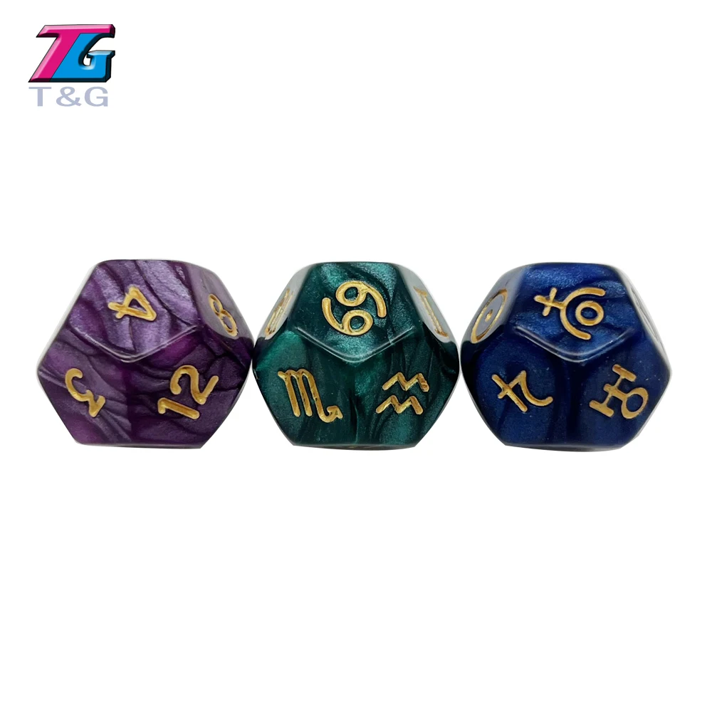 3 stück Astrologie Würfel 8-Seitige Tarot Dice Polyhedral Perle Muster Würfel für Divination Astrologie Tarot Karten Zubehör