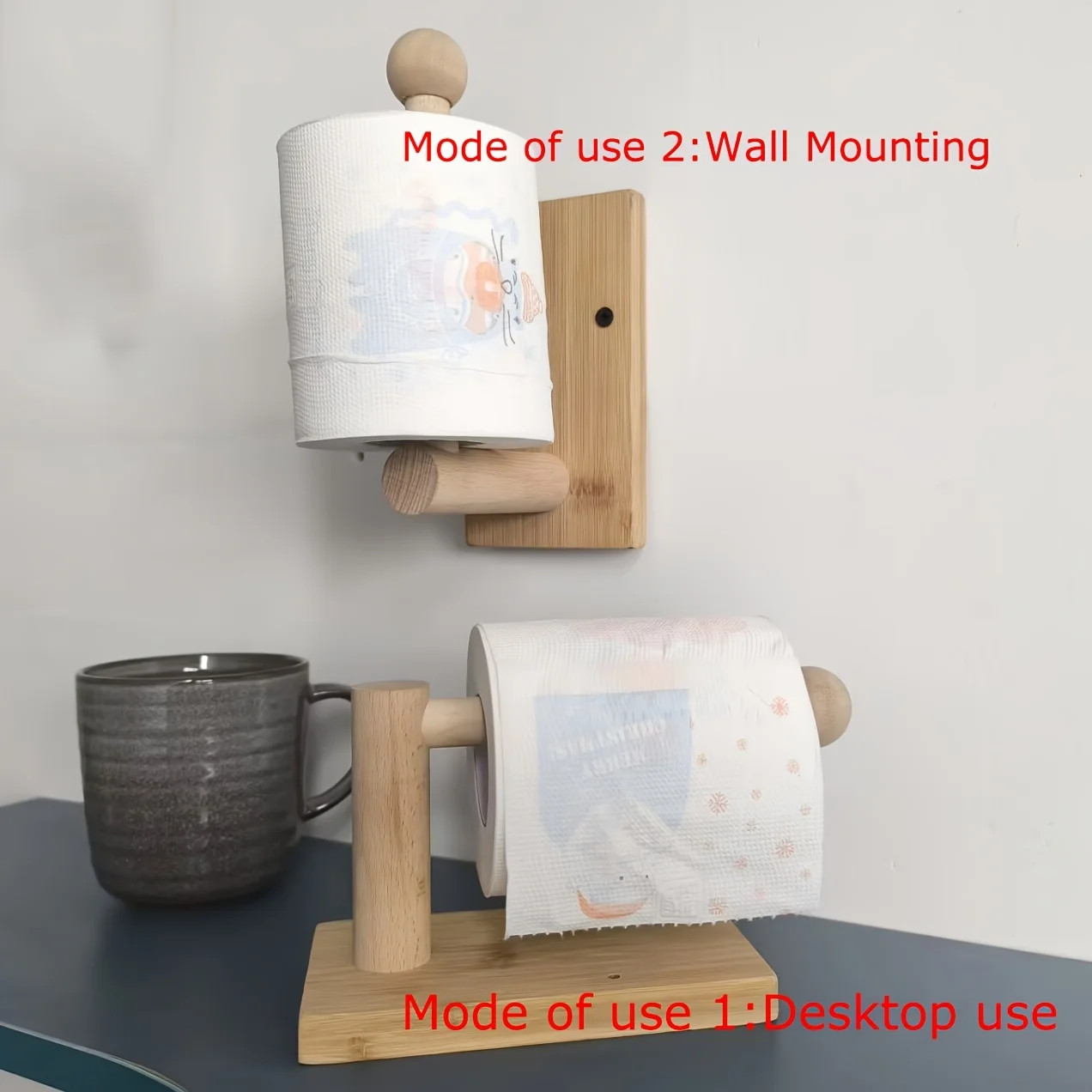 Desktop Roll Paper Holder, Commercial Multi-functional Wall-mounted Storage Rack, Aesthetic Toilet Paper Holder