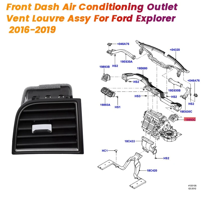 Dash Air Vent Louvre Assy For Ford Explorer 2016-2019 Air Conditioning Outlet