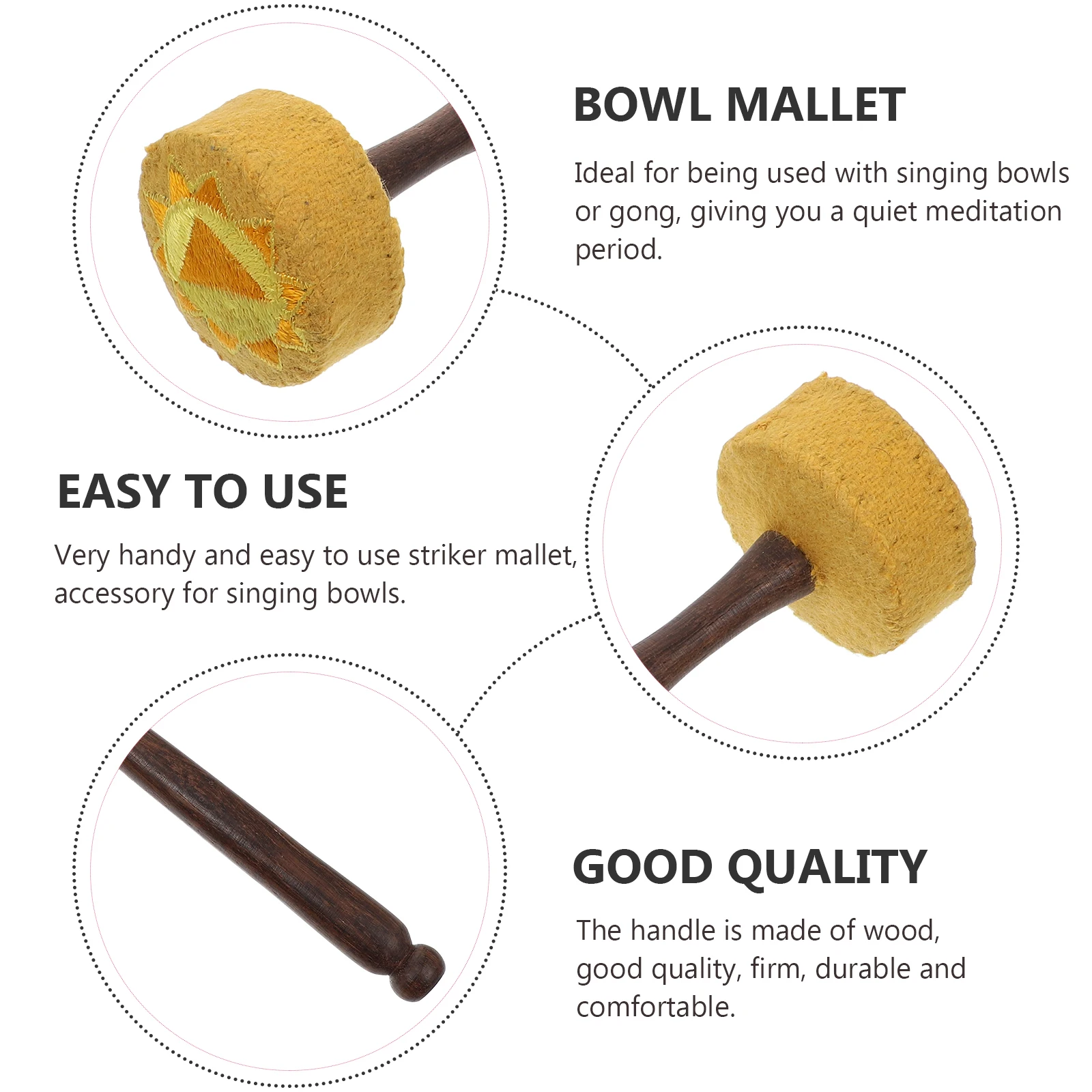

1pc Singing Lightweight Portable Bowl Rod Wooden Meditation Sound Bowl Stick Handle Striker For Meditation Yoga Healing (Yellow)