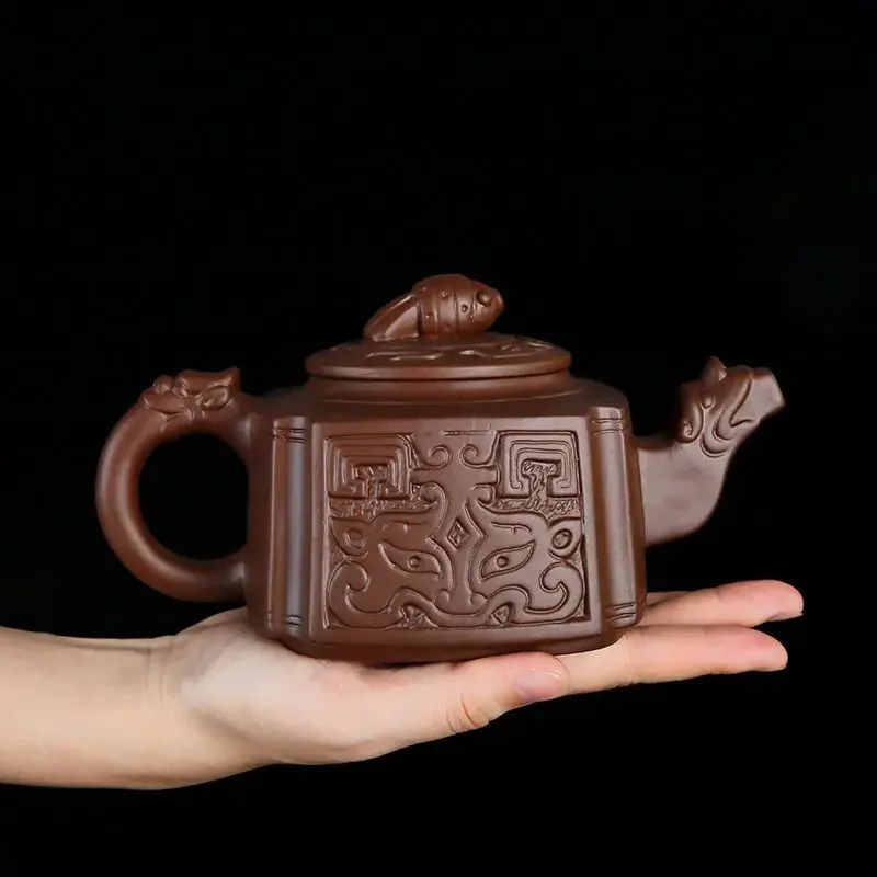 Chinese Retro Purple Clay Teapot Teacup Kung Fu Tea Set Vermilion Clay Pot Xishi Pot Tea Brewer Tea Infuser