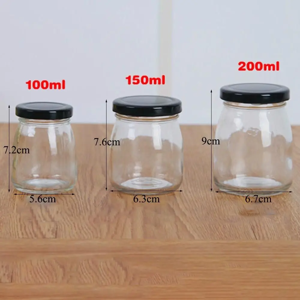 Mini Yogurt Jars Glass Pudding Cups with Lids Empty Airtight Glass Shot Bottles with Lids Glass Leak-Proof Yogurt