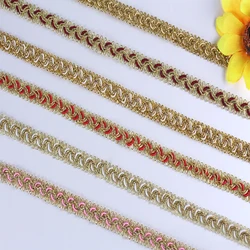 20Yards 12mm Gold Silver Thread Centipede Braided Lace Ribbon Trim Curve Fabric DIY Sewing Garment Material Home Decoration