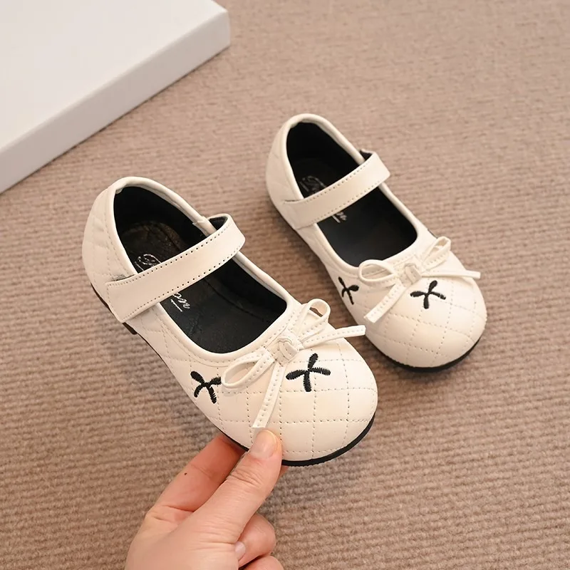 

Little Girls Shoes Spring Autumn Kids Soft PU Leather Shoes for Girl School Mary Jane Cute Sweet Flats Shoes Beige, Black