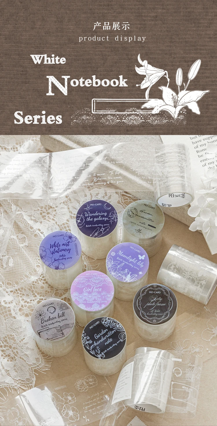 Journal GO 2Mx5cm Notizband mit weißer Tinte, kreatives, schönes Masking-Tape, Aufkleber, Journaling, Scrapbook, Karte, DIY-Briefpapier – Detail 17