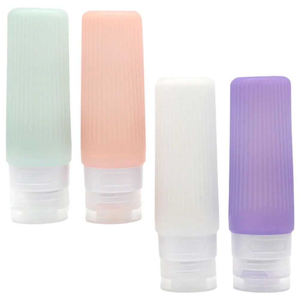 

4 Pcs Refillable Dispensing Bottles Squeeze Travel Shampoo Collar Abs Size Toiletries Containers Empty Bottles For Liquids