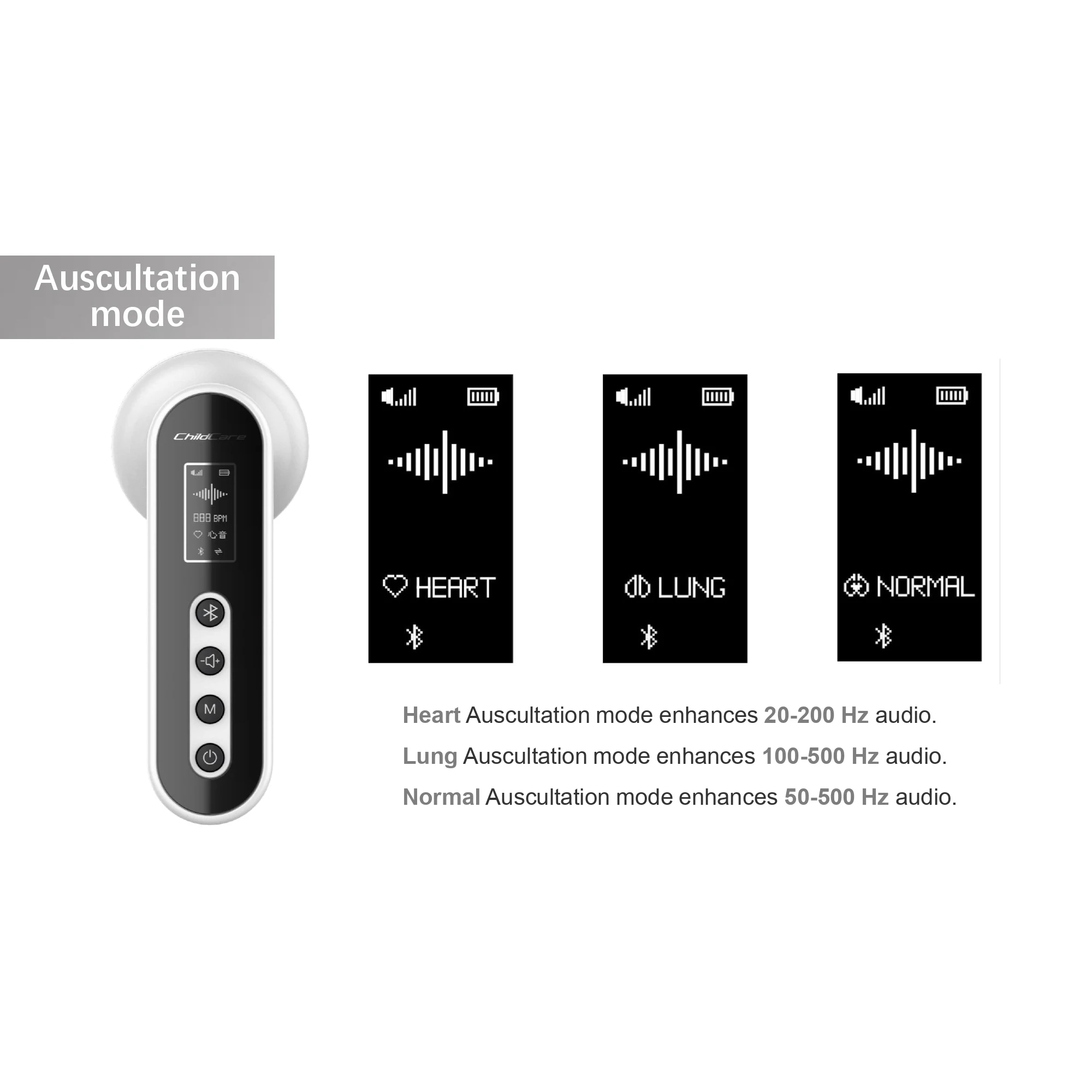 Medical Bluetooth Stethoscope Cardiopulmonary Recording Stethoscope 60 Times Amplify Sound Stethoscope Doctors Nurse Health Care