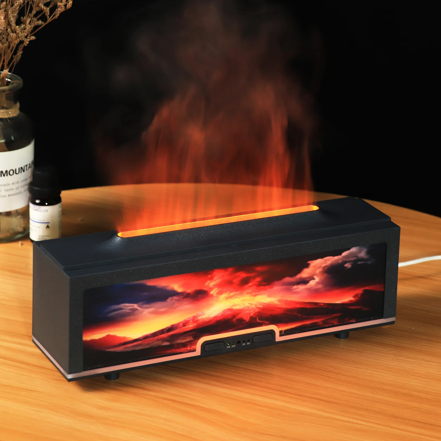 New Acrylic 200ml Imitation Colorful Light Fireplace Humidifier 3D Flame Colorful Light Aroma Diffuser