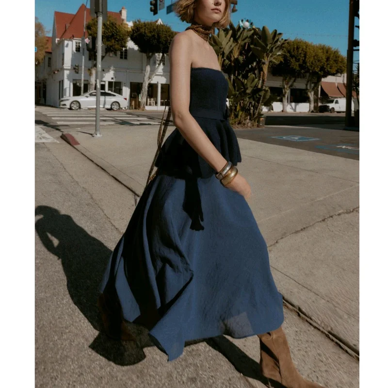 Winter New Women's Casual Sle Midi Skirt High Waist A-Line Hem Drape Coat Ci Commute Casual Polyester Fiber Stand Fit