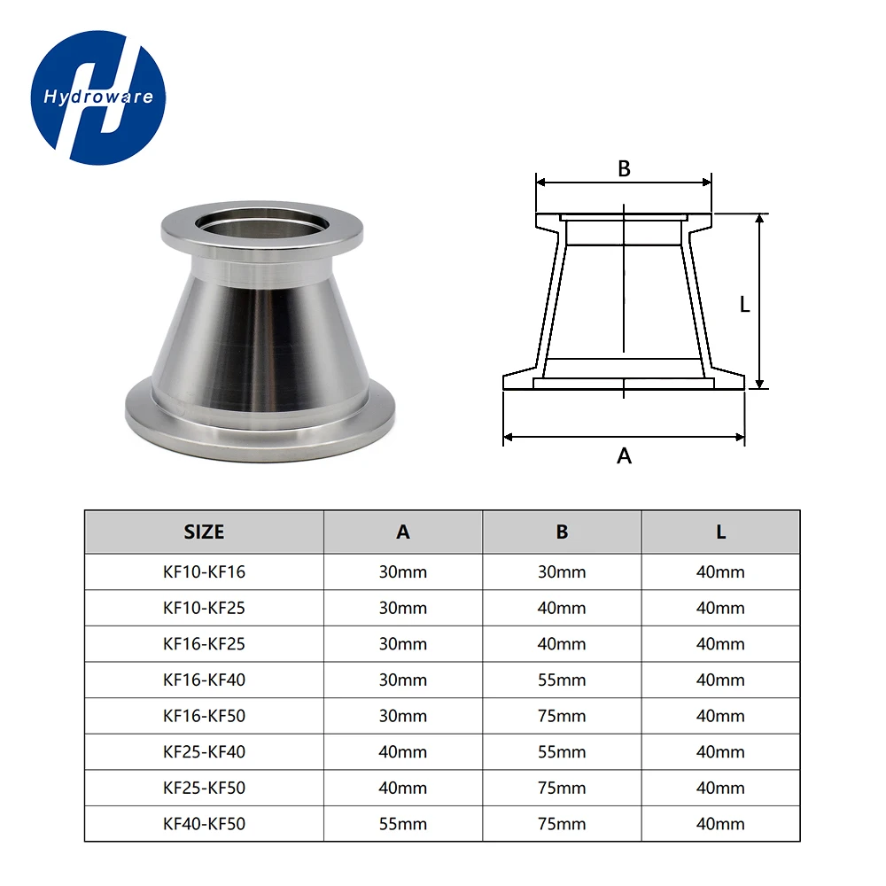 KF10 KF16K KF25 KF40 KF50 SUS304 Stainless Sanitary Vacuum Tri Clamp Reduer Pipe Fittings Flange Adapter Beer Brewing Product