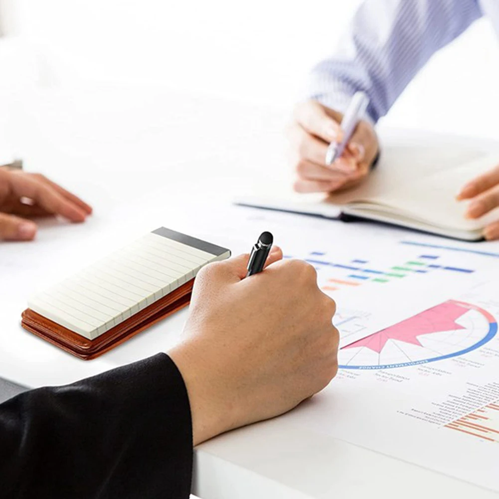 Мини-блокнот из искусственной кожи для бизнеса, горизонтальный блокнот с 50 листами для офиса и школы, коричневый + черный