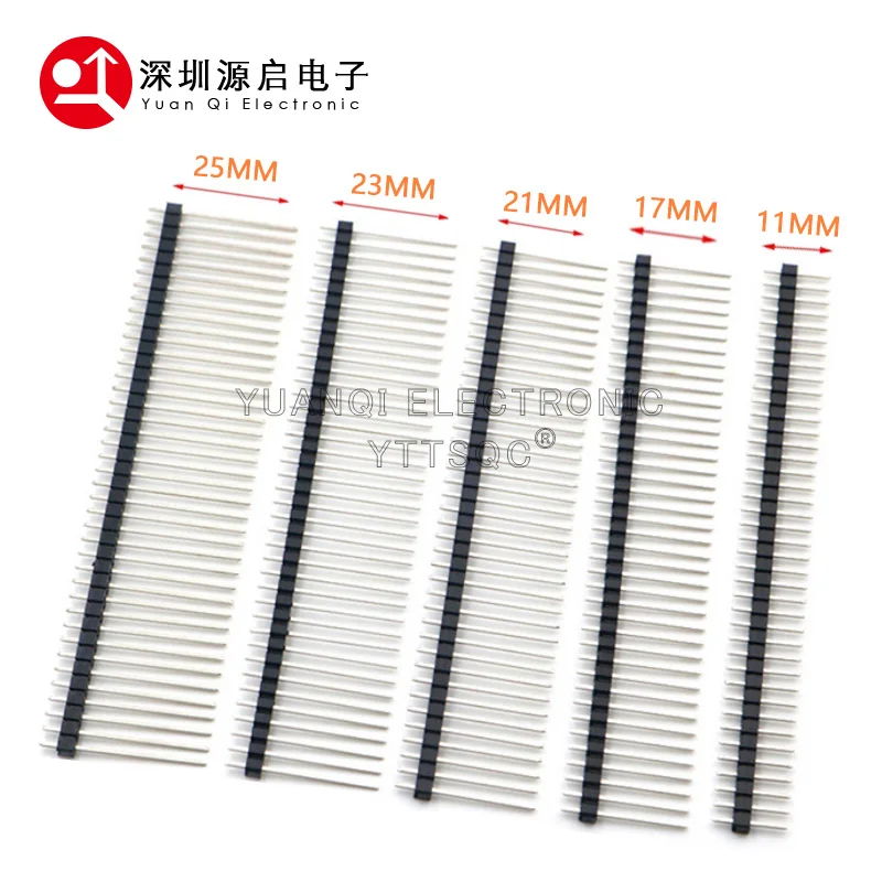 10PCS 1X40 Pin Single Row MALE 2.54MM PITCH 11MM/13MM/14MM/15MM/17MM/19MM/21MM/23MM/25MM LONG PIN Header Connector Strip 1X40Pin