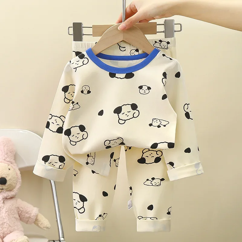 New Kids Casual Pajamas Cartoon Long Sleeve Lycra T-Shirt Tops + Pants Baby Boys Girls Autumn Sleepwear Underwear Clothing Sets