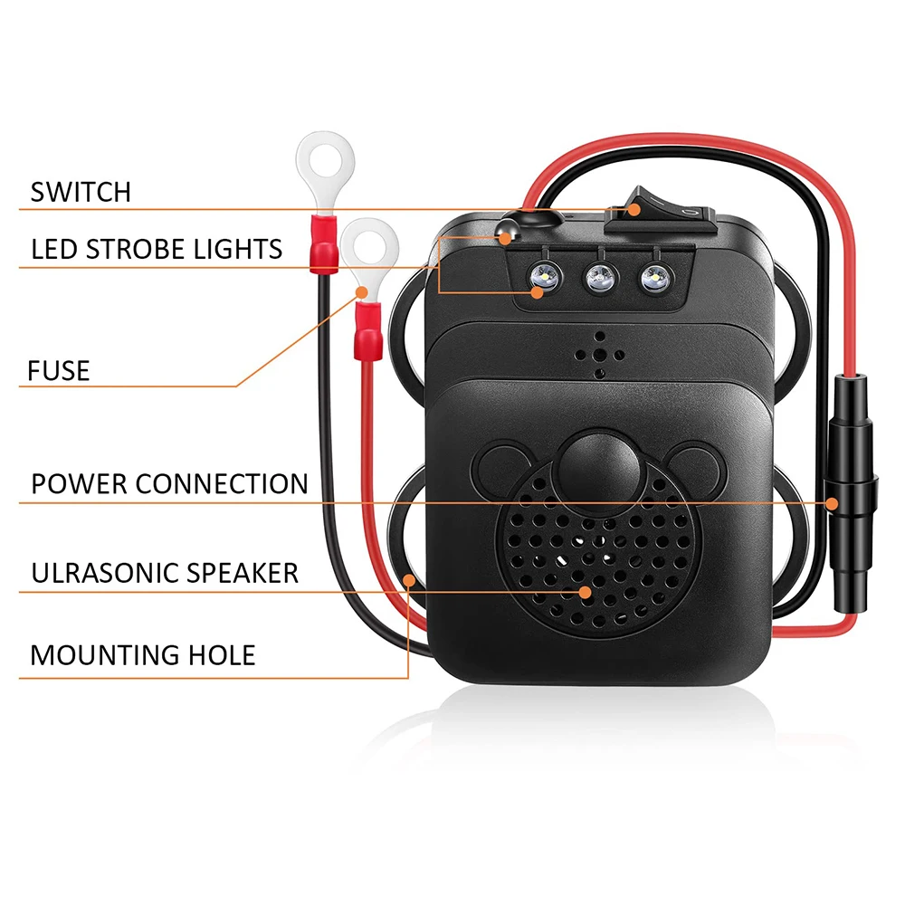 Podofo 12V Auto Ultraschall-Mäuseabwehr Anti-Ratten-Abwehrgerät Ungiftig mit Evictor Stroboskoplicht für Auto LKW Wohnmobil – Detail 5