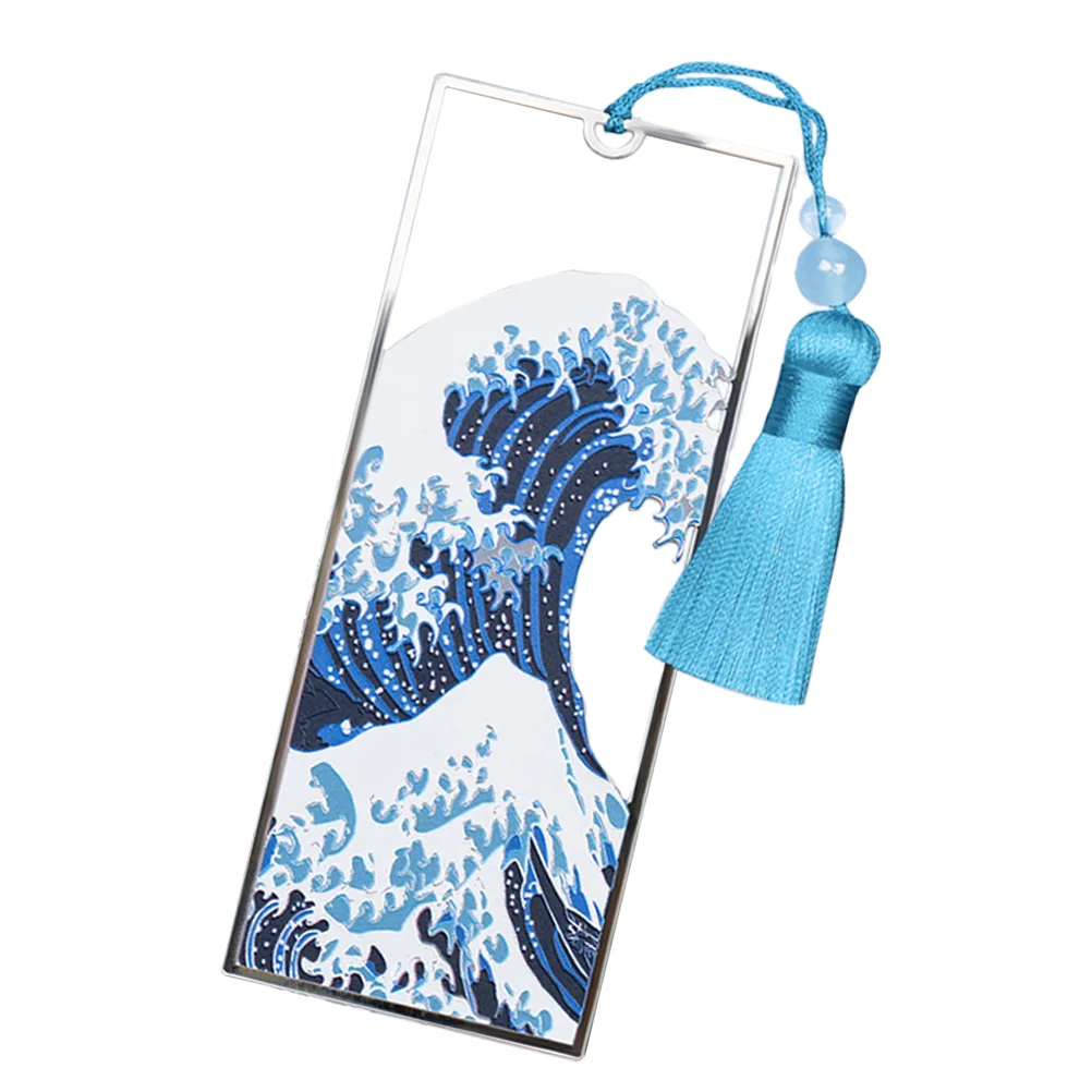 Memorial Gifts Bookmark Ocean Wave Notebook Sea Decorative Tassel Birthday Present Blue Creative Student