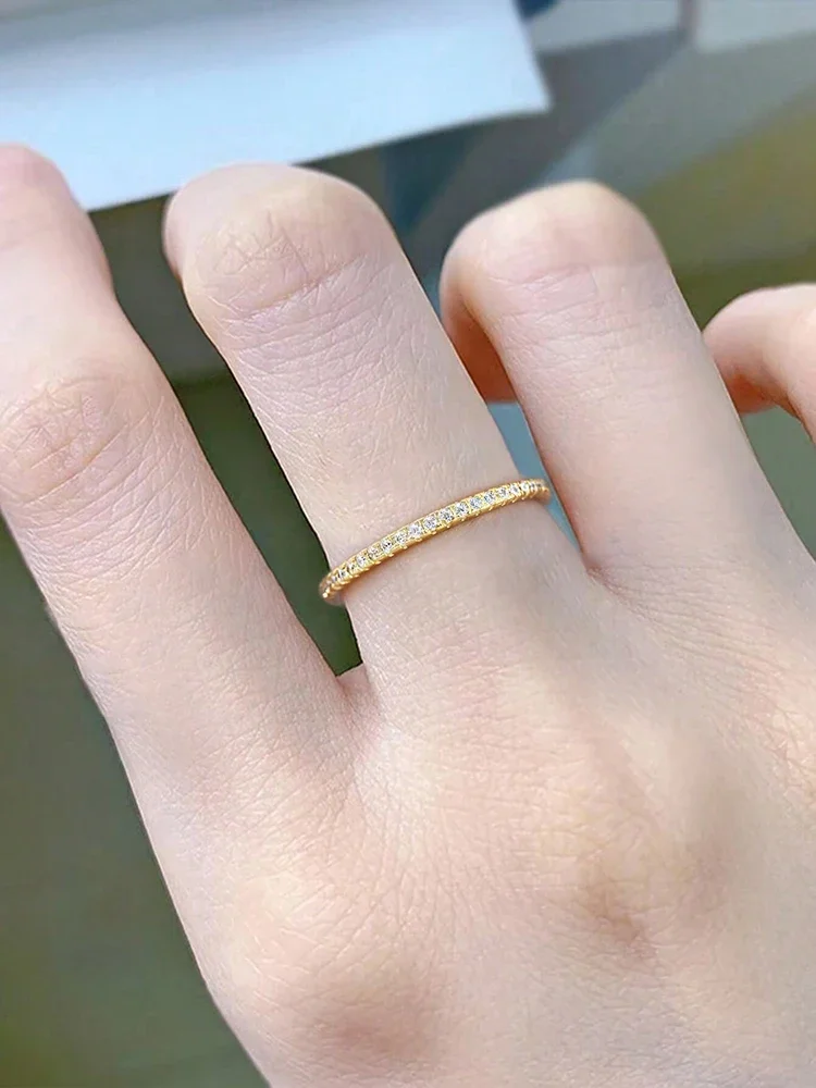 Women's 925 Sterling Silver Full Zircon Stackable Plain Ring