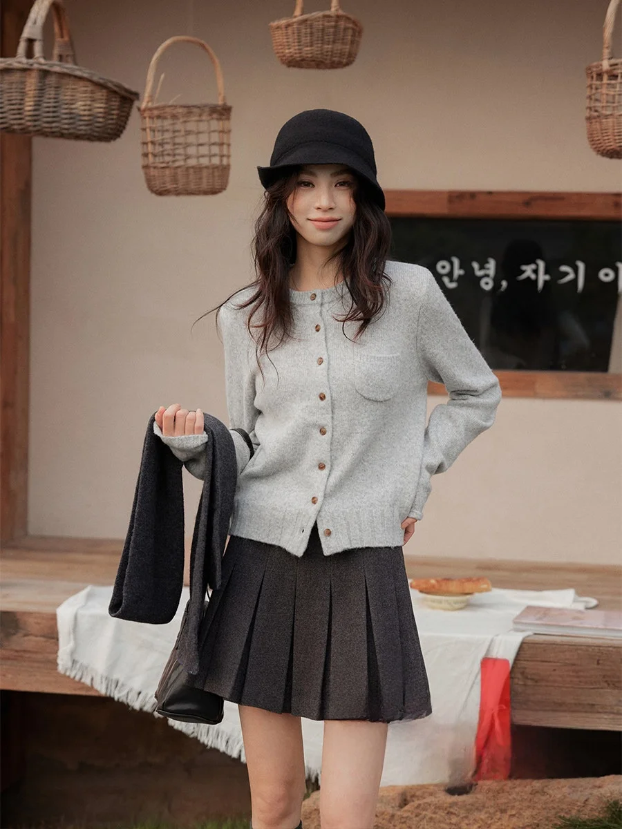 

Unique Lazy Sle Loose Fit ey Open Cardigan Sweater Korean Trend Winter Women's Premium Feeling Casual Comfortable Knitwear