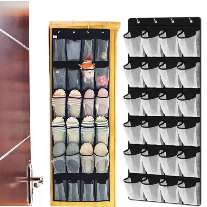 12/24 Pocket Shoes Organizer Rack Hanging Bag Wall Mounted Shoe Holder Hanging Over the Door Behind Closet Organizer Storage Bag