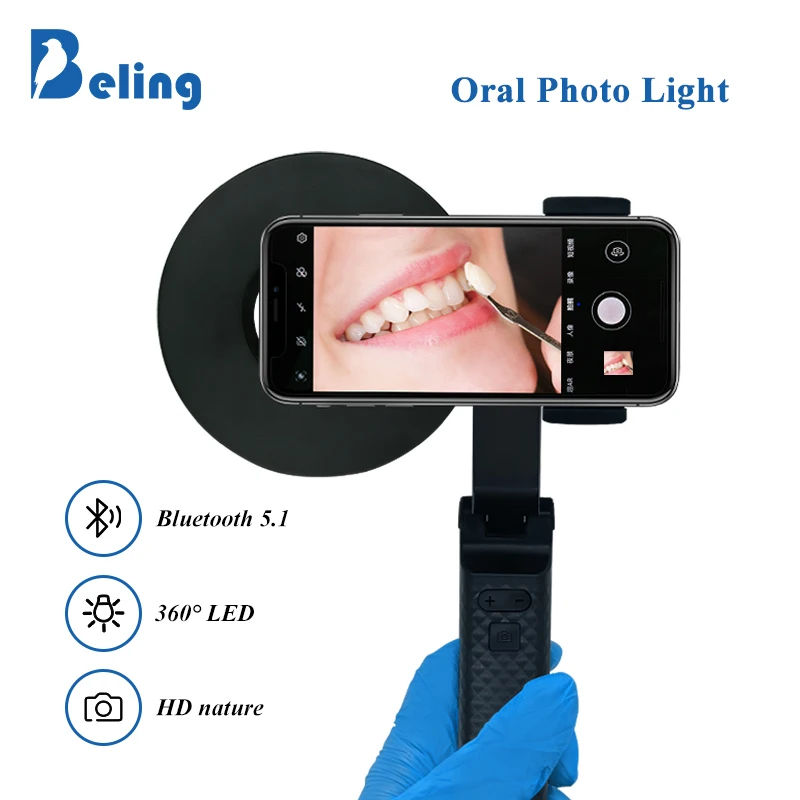 Beling fotografia móvel led luz telefone foto vídeo lanterna iluminação para macro, dental, manicure e maquiagem fotografia