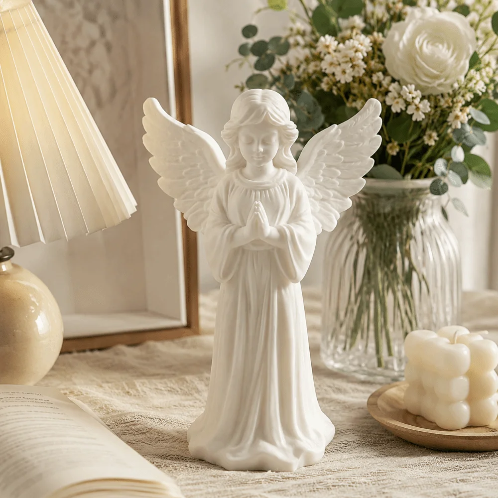 Exquisite Light Luxury Angel Wings Statue Decoration 3D Printed Desktop Ornaments Sweet Guardian Angel Figurine Office