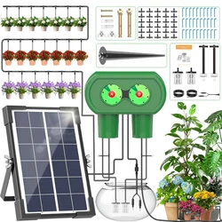 Sistema di irrigazione solare, kit di irrigazione a goccia a doppia pompa di tipo split, dispositivo di irrigazione semplice solare per esterni da giardino fai-da-te