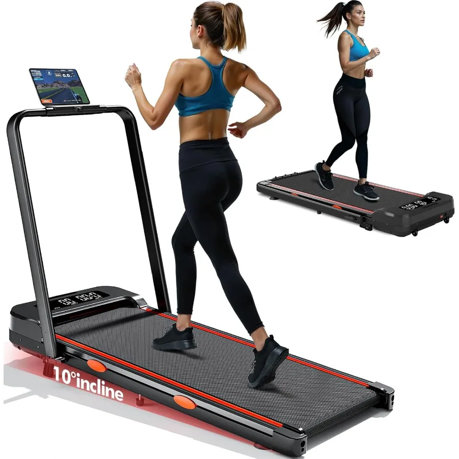 جهاز مشي محمول تحت المكتب للمكتب المنزلي واللياقة البدنية: آلة المشي والجري 2 في 1 مع مائل قابلة للتعديل تدعم الأعلى #1