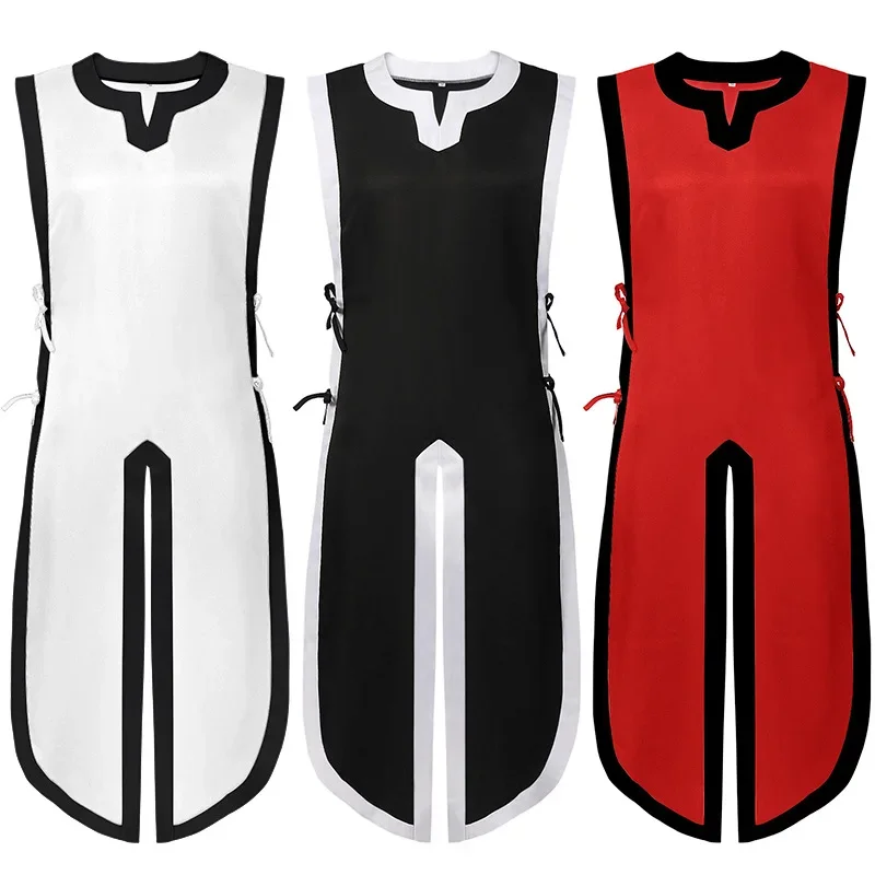 Medieval Knights Templar Crusader Costume Sleeveless Waistcoat Mens Tunic Long Cross Shirt Warrior Surcoat Armor Tabard Vest