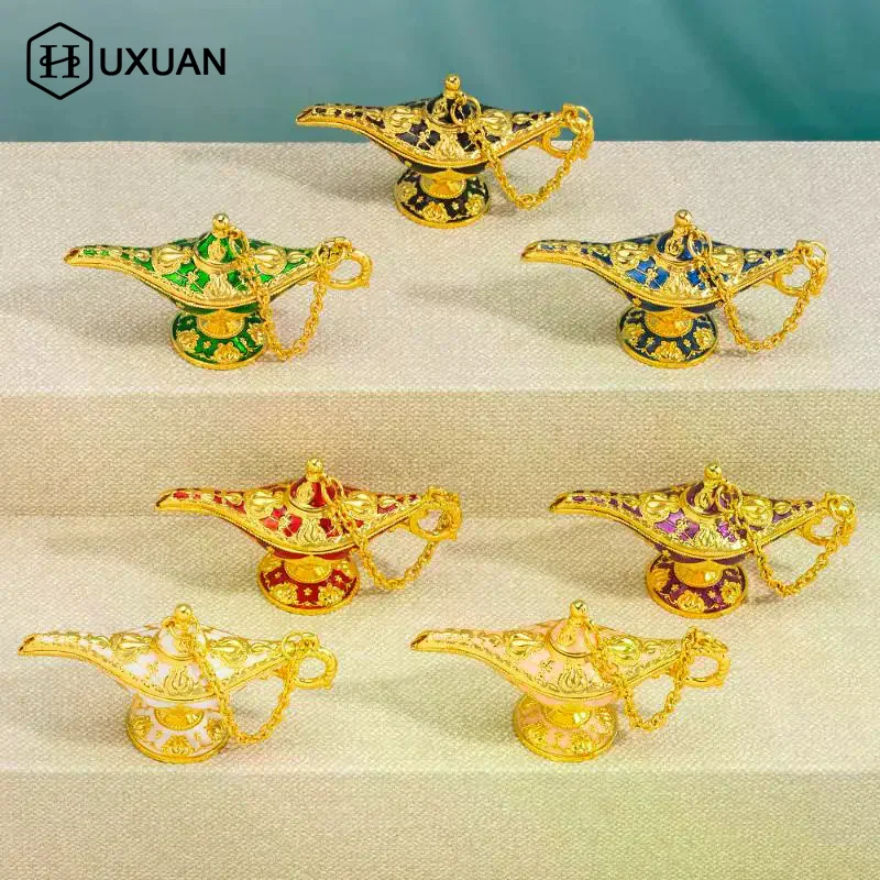Vintage Wishing Aladdin God Lamp Palace Style Mini Statue Wedding Festivals Party Home Living Room Tabletop Decoration Crafts