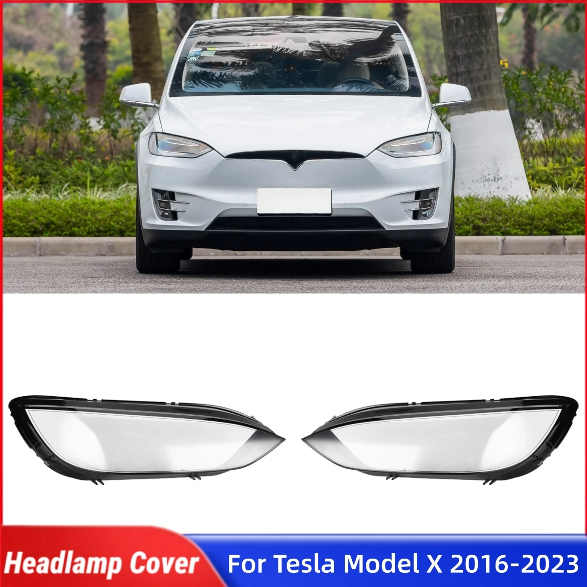 For Tesla Model X 2016 2017 2018 2019 2020 2021 2022 2023 Car Front Headlight Lens Cover Shade Headlight Headlight Rubber Cover