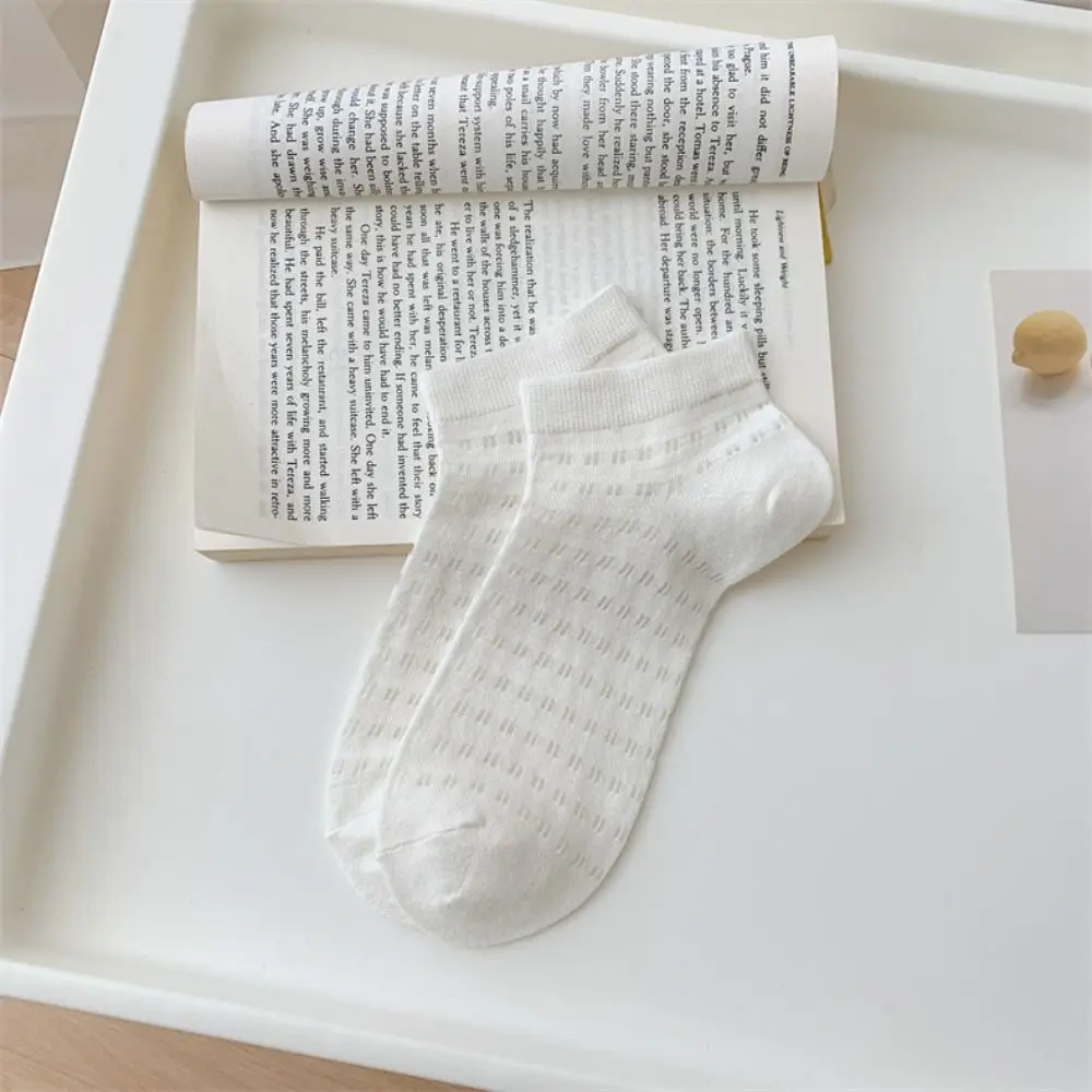 6Pairs Cute Simple Mesh Hole Socks Sweet Ins Style Solid Tube Socks Breathable Female Hosiery Socks Women Lady