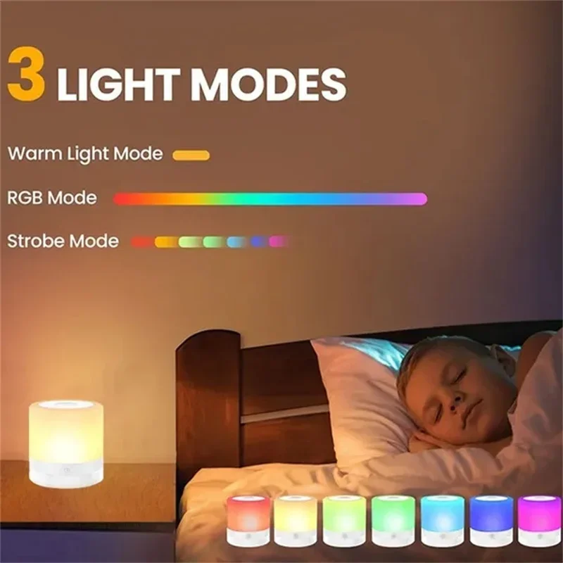 Lampada da comodino in legno con sensore tattile a LED dimmerabile a luce notturna a 7 colori con telecomando a luminosità regolabile Touch