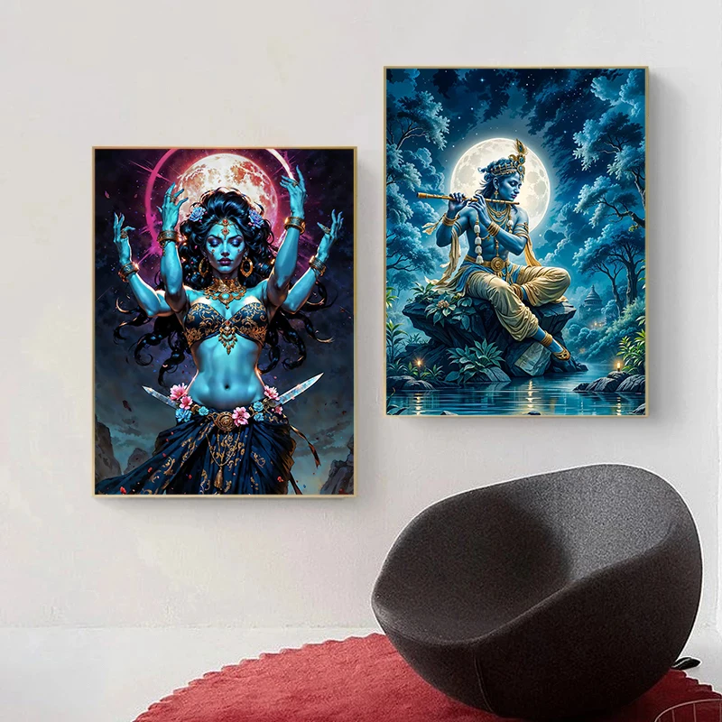 الهندوسية الله الرب كريشنا شيفا غانيشا التأمل الهندي التقليدي الفني المشارك حائط لوح رسم صور ديكور المنزل هدية