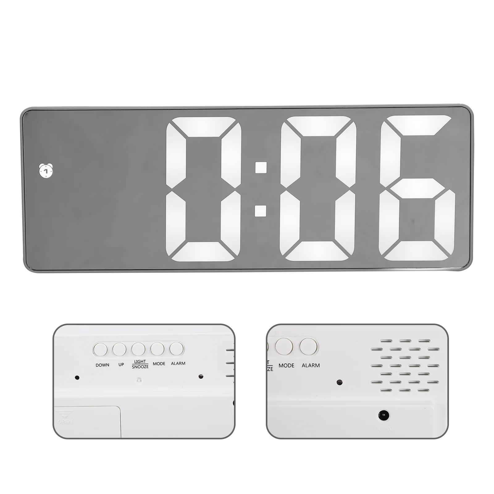 

1Set LED Display Alarm Clock Numbers Large Clear Screen Multi-Function Mirror Clock for Bedroom Kitchen Office