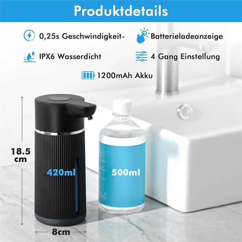 B92A Wall Mounted Automatic Soap Dispenser With Rechargeable USB For Bathroom And Kitchen