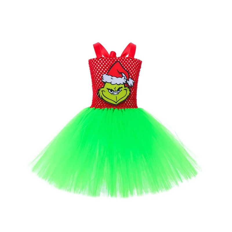 زي عيد الميلاد الجديد ذو الشعر الطويل الوحش سانتا كلوز أداء الشعر الأخضر للأطفال