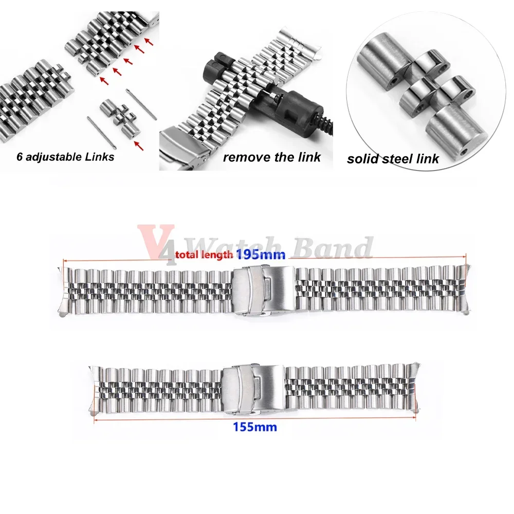 Luxuriöses Massives Edelstahl-Uhrenarmband für Seiko, Jubilee und Oyster-Armbänder 18mm 19mm 20mm 21mm 22mm Herren-Uhrenzubehör – Detail 1