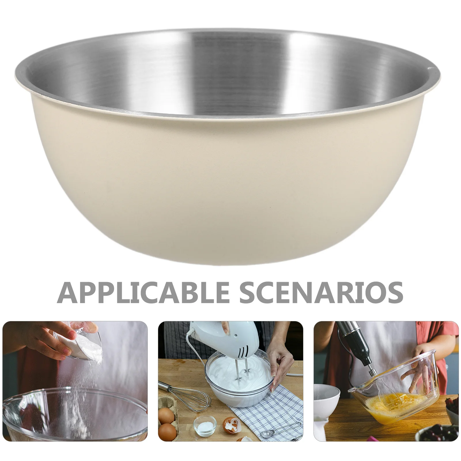 Cuencos para mezclar de acero inoxidable, ensaladera anidada, resistente, uso multiusos más profundo, almacenamiento de preparación para hornear y cocinar