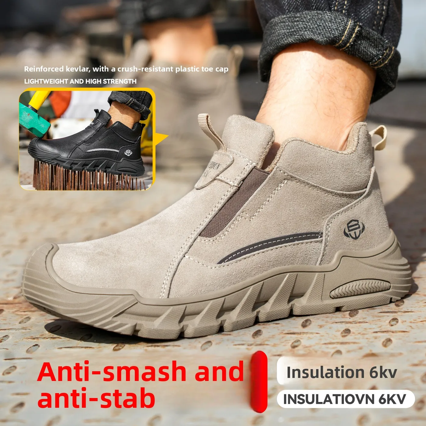 Men's Steel Toe Cowhide Welder Labor Insurance Shoes Anti-Scalding Non-Slip WearResistant Insulated Work Shoes Construction Site