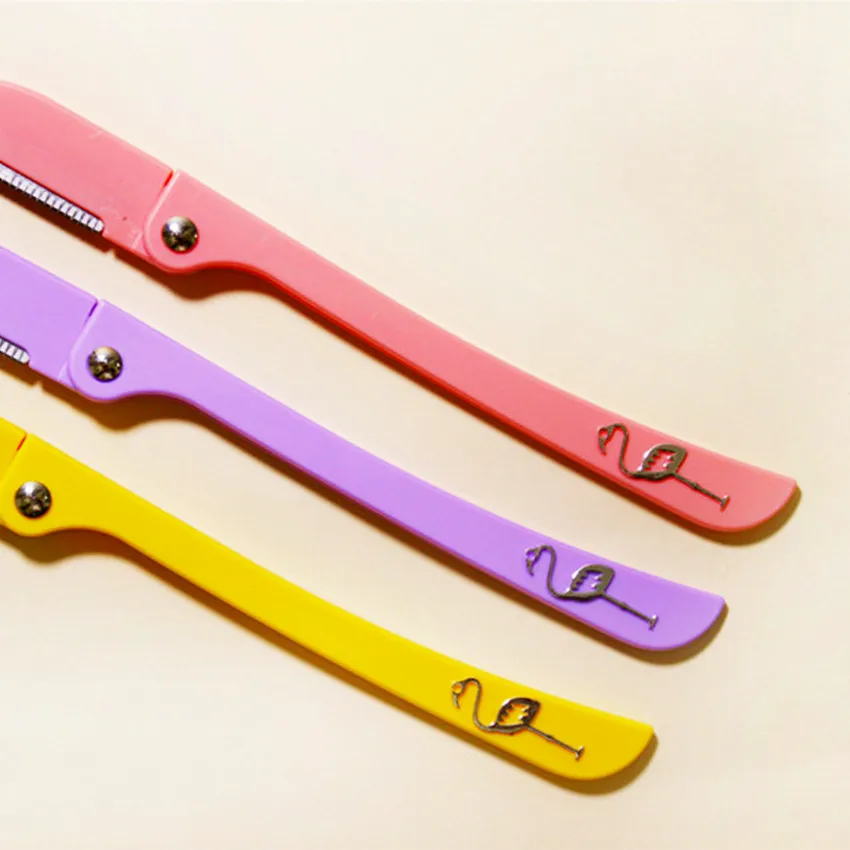 3 個折りたたみ式眉毛トリマー女性用初心者向け傷防止刃ナイフ顔かみそりメイクアップツール女性用グルーミング用