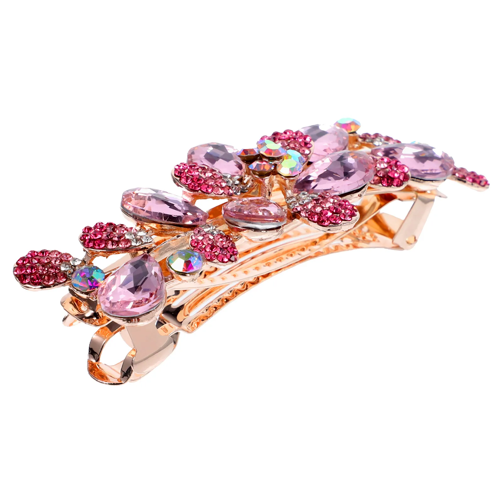 

Flower Ponytail Clips Hair Accessories Women Rhinestones Metal Elegant Barrette Thick Hair Valentine Gift Spring