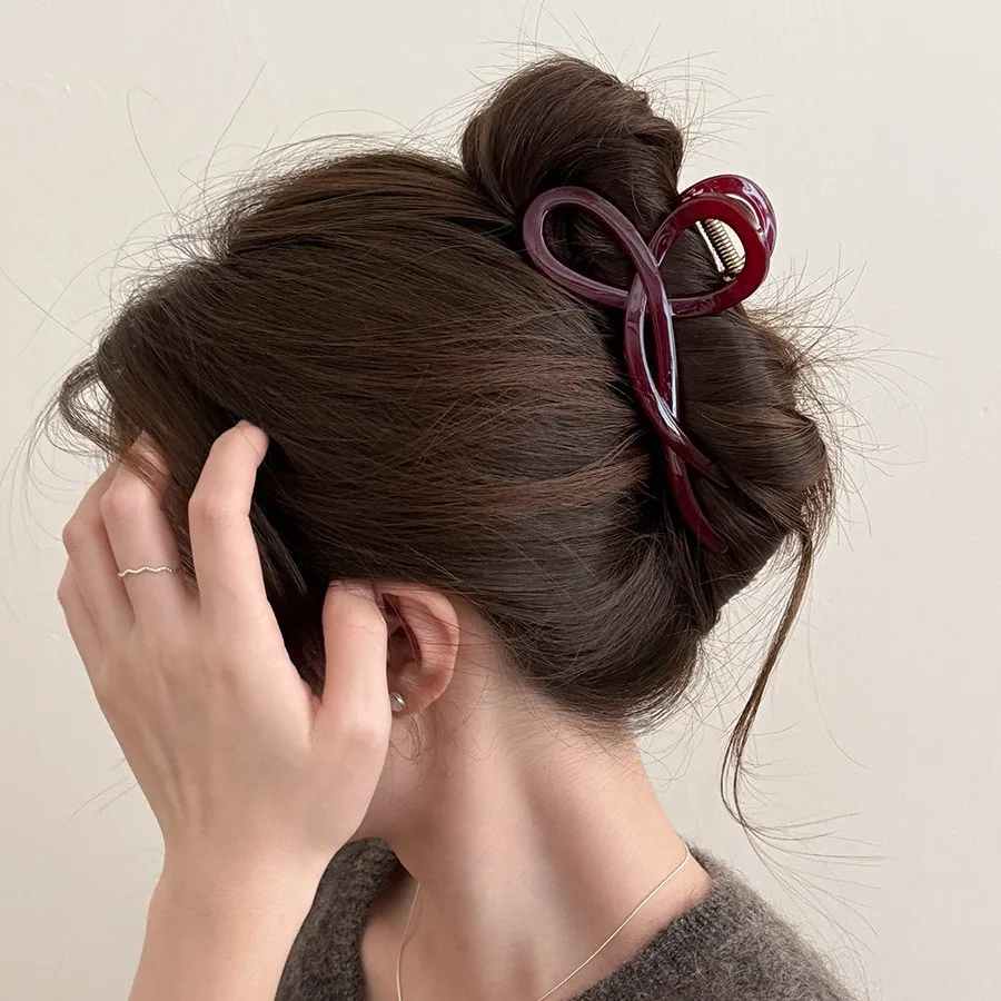 Premium Large Bow Shark Hair Claw Clip  High Quality Volumizing Updo Holder for Women Back Head Daily Beige