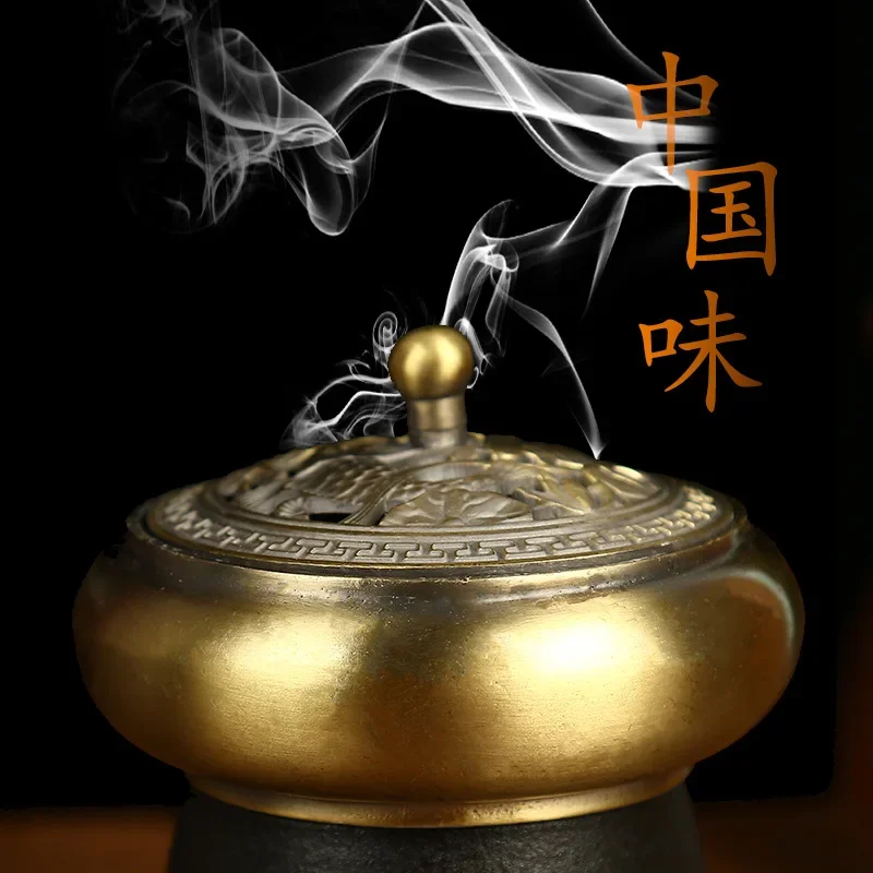 Incense Burner Holder Charcoal Censer Copper Retro Home Decoration Figurines Vintage Art Ornaments Crafts Aromatherapy Spa - Detail 1