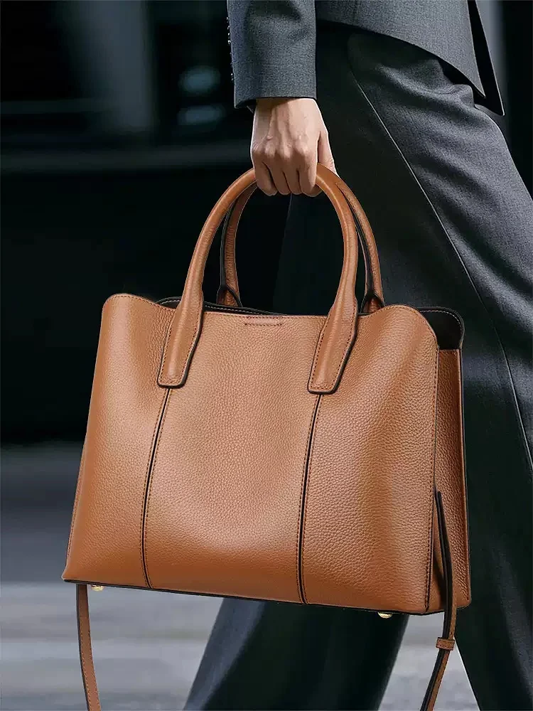 حقيبة كروس نسائية جديدة محمولة باليد لعام 2025، حقيبة كتف واحدة من جلد البقر ذات سعة كبيرة بلون سادة، حقيبة سفر غير رسمية #5