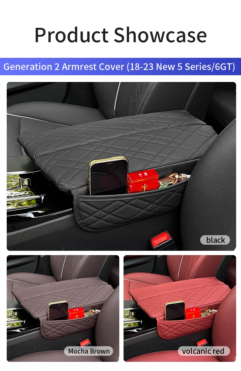 Für BMW G30 G32 6GT F10 G05 G06 G07 G11 G12 X5 G05 X6 G06 X7 G07 Auto Center Konsole Armlehne Schutz Abdeckung Pad Mit Lagerung Tasche – Detail 11