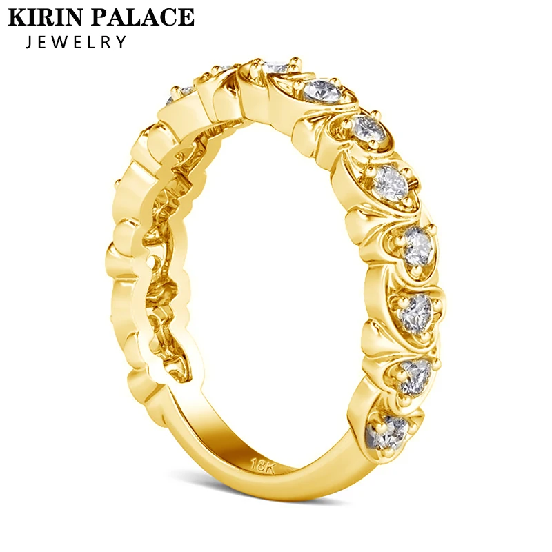 kirin palace 1ct moissanite anel para mulher solido 750 18k 14k 10k amarelo branco ouro redondo corte d vvs1 anel para casamento de noivado 01