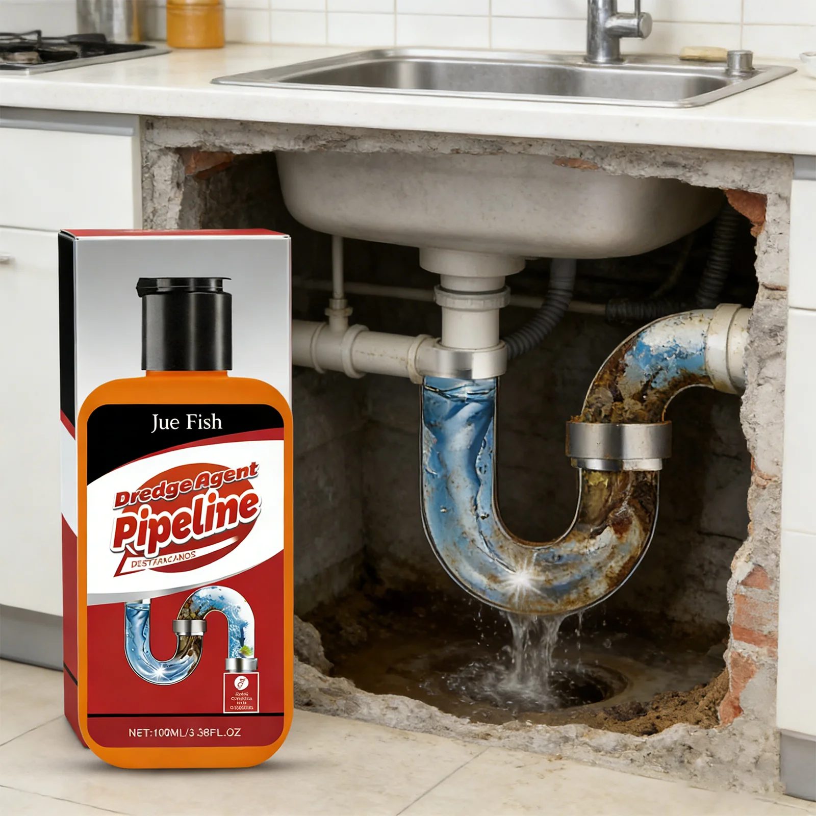 Pipe Unclogger Liquid Drain Opener Kitchen Sink Cleaner Bathroom Toilet Clog Remover Compact Travel Size Emergency Clog Fix