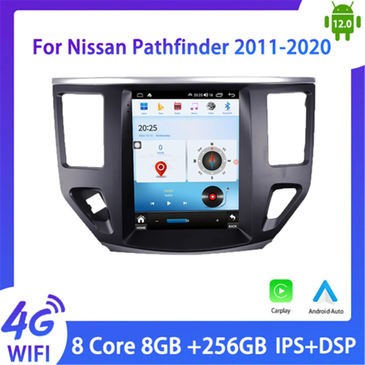 

10.4 inch Tesla Screen Android 14 8G256GB Car Stereo For Nissan Pathfinder 2015-2022 Radio GPS Navigation Head Unit DSP Player