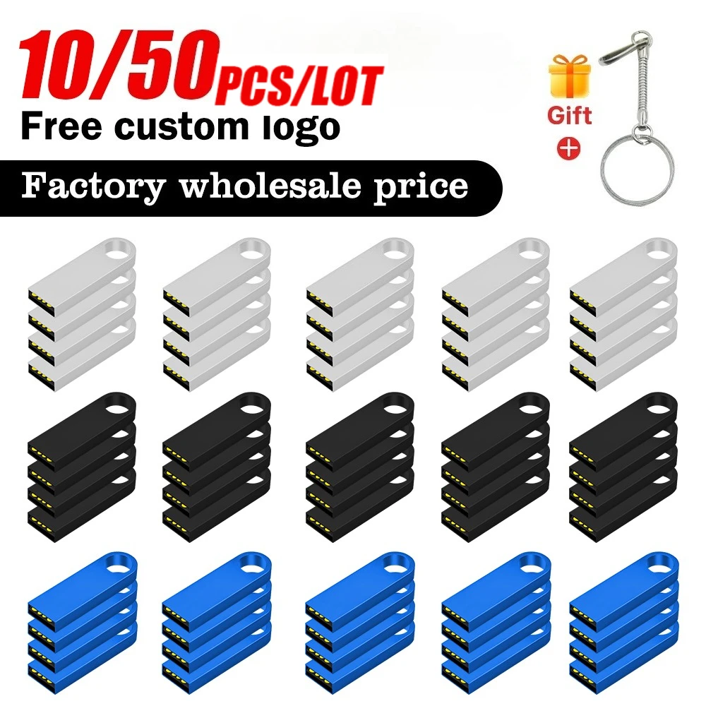 

10/50PCS/lot Free logo Pendrive 128GB USB creative gold key USB 2.0 usb Flash Drive pendrive 4GB 8GB 16GB 32GB 64GB memory stick