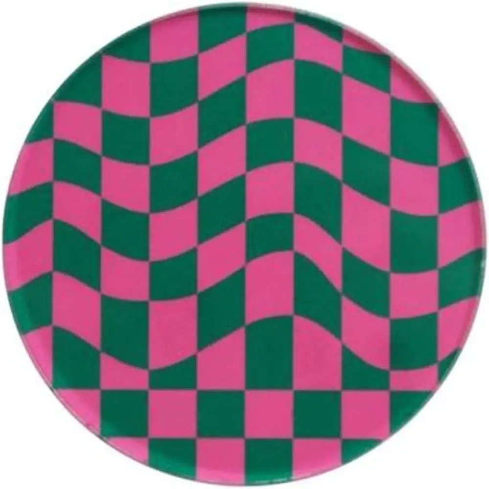 Abstract Waterproof Checkerboard Acrylic Coaster Non-Slip Plaid Simple Bowl Pad Thick Round Retro Cup Mat Hotel