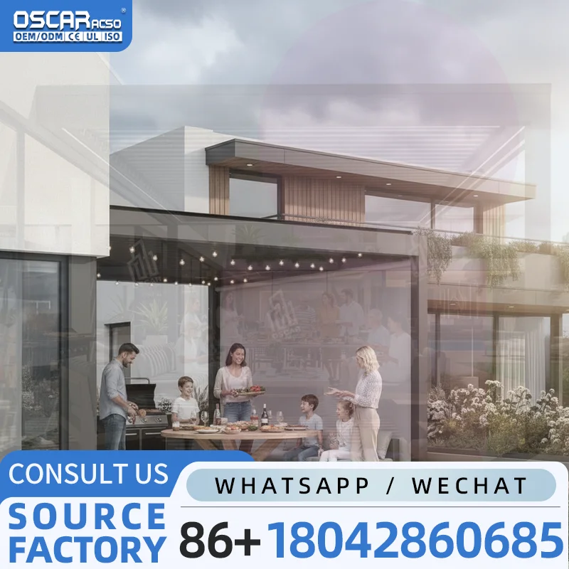 Modern Bioclimatic Motorized Louvered Aluminium Roof for Garden Outdoor Use in Multiple Scenarios European American Style pergol